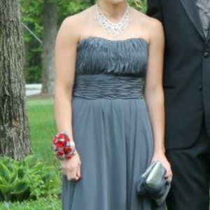 Grey strapless prom dress